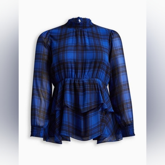 Torrid Crinkle Chiffon Smock Neck Ruffle Tiered Top - Picture 3 of 5